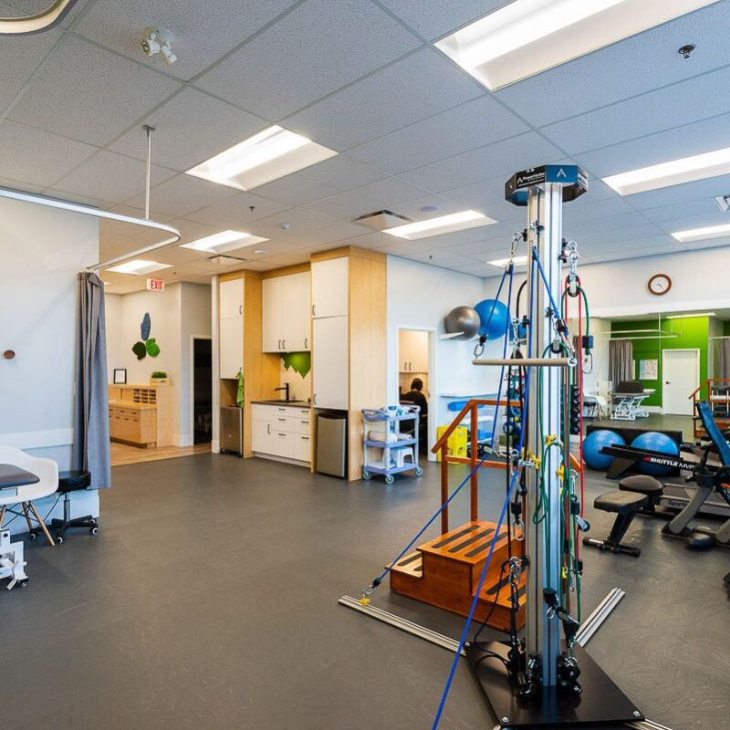 A local gym after a recent renovation shows off new floors and custom cabinets.